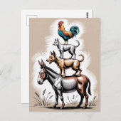 Bremen Town Musicians Statue Duitsland Briefkaart (Voorkant / Achterkant)