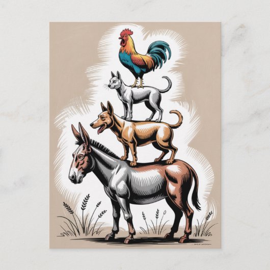 Bremen Town Musicians Statue Duitsland Briefkaart (Voorkant)