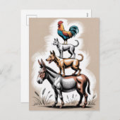 Bremen Town Musicians Statue Duitsland Feestdagenkaart (Voorkant / Achterkant)