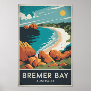 Bremer Bay Australië Illustratie Reis Kunst Retro Poster