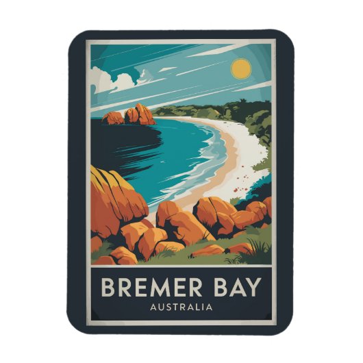 Bremer Bay Australië Illustratie Reizen Art Retro Magneet (Verticaal)