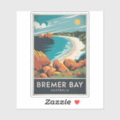 Bremer Bay Australië Illustratie Reizen Art Retro Sticker (Vel)