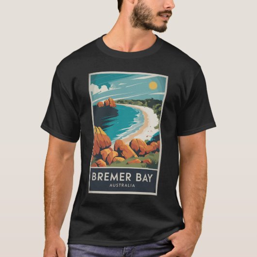 Bremer Bay Australië Illustratie Reizen Art Retro T-shirt (Voorkant)