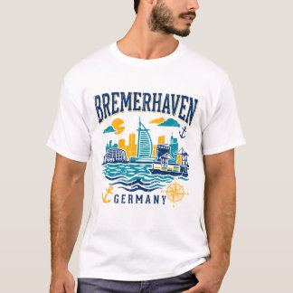Bremerhaven Duitsland Zeehaven Stad Silhouet T-shirt