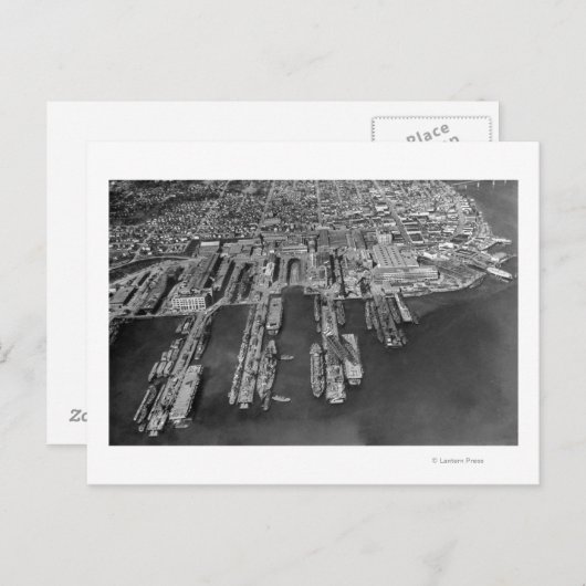 Bremerton, WA Aerial Uitzicht of Navy Docks Briefkaart (Voorkant / Achterkant)