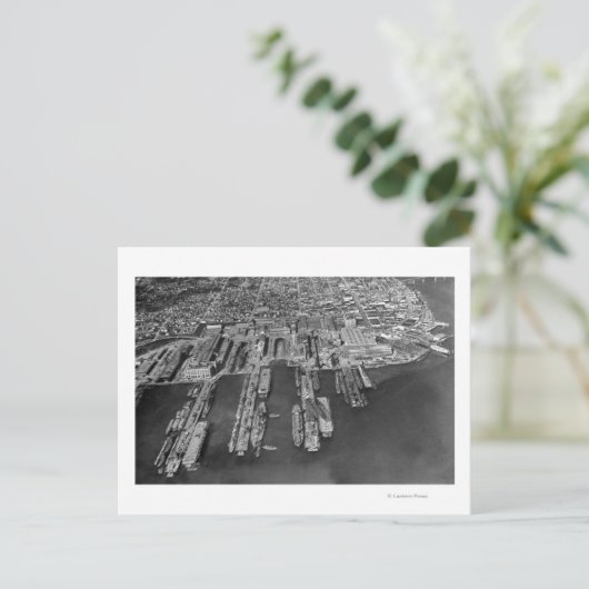 Bremerton, WA Aerial Uitzicht of Navy Docks Briefkaart (Staand voorkant)