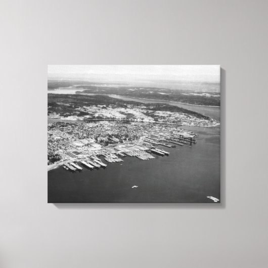 Bremerton, WA - Uitzicht uit de lucht van de stadf Canvas Afdruk (Voorkant)