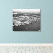 Bremerton, WA - Uitzicht uit de lucht van de stadf Canvas Afdruk (Insitu (Houten vloer))