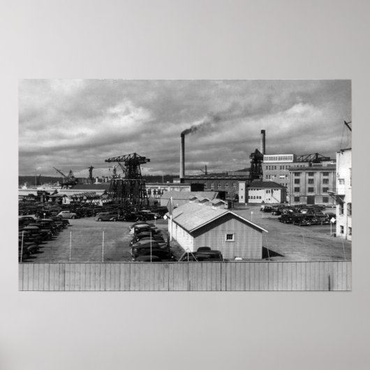 Bremerton, WA-Uitzicht van US Navy Yard Foto Poster (Voorkant)