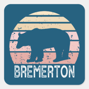 Bremerton Washington Retro Beer Vierkante Sticker