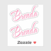 Brenda Decoratieve Naam in Roze x2 Sticker (Vel)