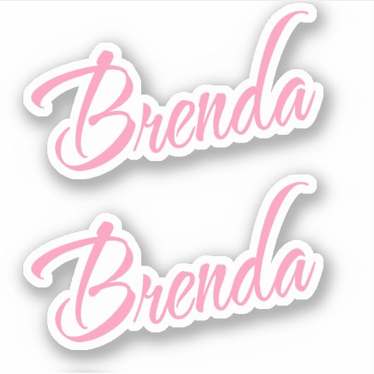 Brenda Decoratieve Naam in Roze x2 Sticker (Voorkant)