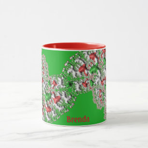 BRENDA ~ GLOSSY 3D-kerstrood wit Mok