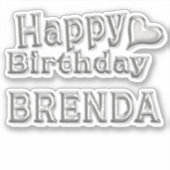 Brenda Happy Birthday silver Aufkleber Sticker (Voorkant)