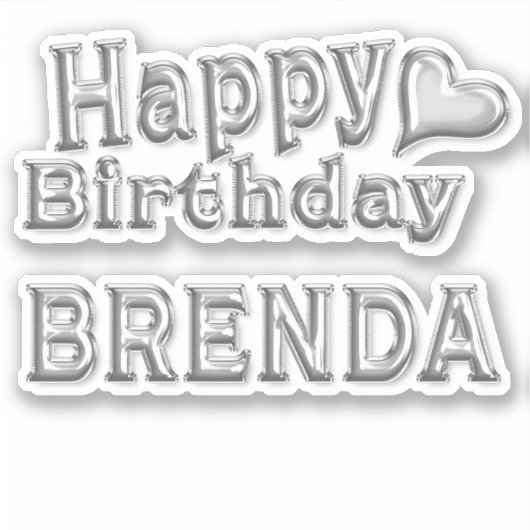 Brenda Happy Birthday silver Aufkleber Sticker (Voorkant)