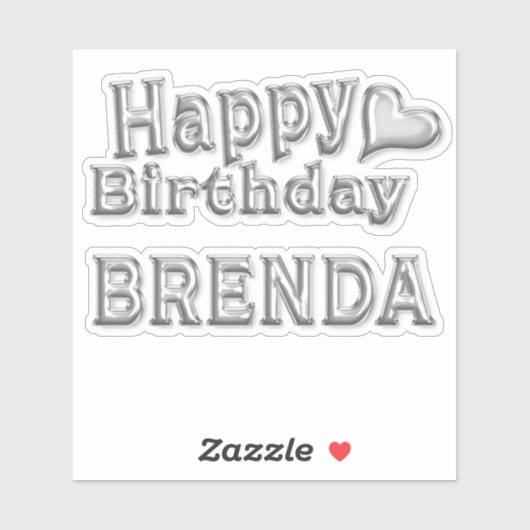 Brenda Happy Birthday silver Aufkleber Sticker (Vel)
