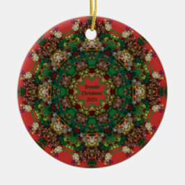 BRENDA ~ KERSTGROEN Geel Blauw Rood 2024 ~ Keramisch Ornament