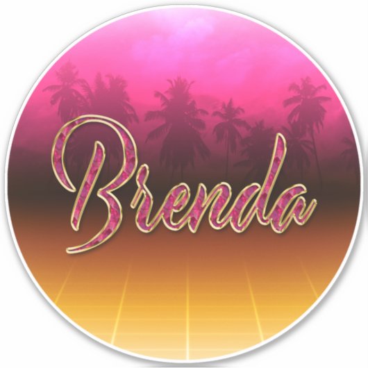 Brenda Vorname Name golden pink Aufkleber Sticker (Voorkant)
