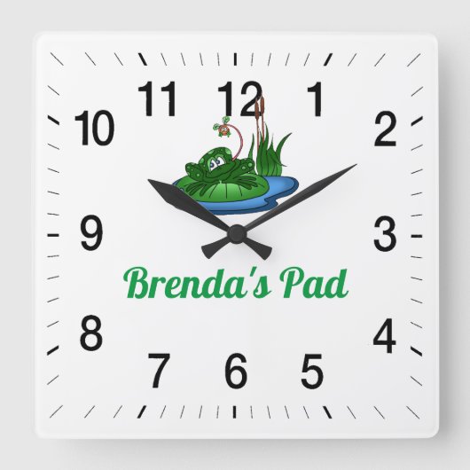 Brenda's Pad Vierkante Wandklok (Voorkant)