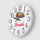 Brenda's Surfer Girl Woody Large Clock Grote Klok (Hoek)