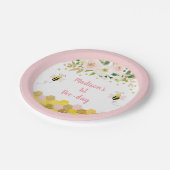 Brendday bije Pink Gold Floral Papieren Bordje (Gekanteld)