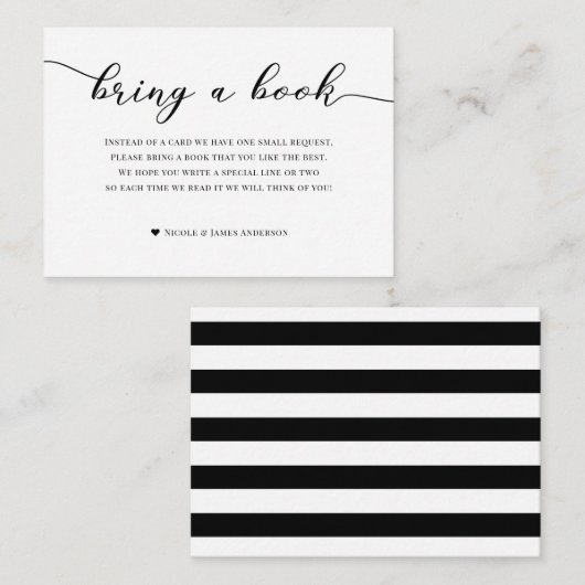 Breng boek Baby behuizing chique zwart witte strep Informatiekaartje (Voorkant / Achterkant)