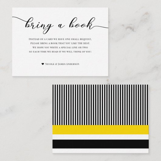 Breng boek Baby shower behuizing zwart wit plakken Informatiekaartje (Voorkant / Achterkant)