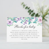 Breng boek voor baby verzoek. Paarse roze bloemen Informatiekaartje (Staand voorkant)