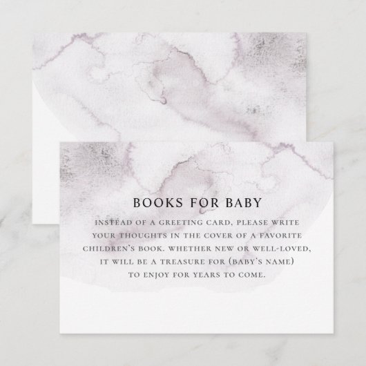 Breng boek voor baby verzoek. Waterverf paarse Informatiekaartje (Voorkant / Achterkant)