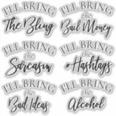 Breng de Bling | Modern Bachelorette Bridal Party Sticker (Voorkant)