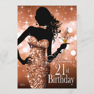 Breng de Bling Sparkle 21st Birthday   brons Kaart