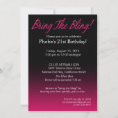 Breng de Bling Sparkle 21st Birthday | fuschia Kaart (Achterkant)