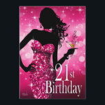 Breng de Bling Sparkle 21st Birthday | fuschia Kaart<br><div class="desc">Een chic, swanky & glamoureus, leuk "breng de Bling"partijuitnodiging voor een 21e of om het even welke fabelachtige verjaardagsfeestdag. Matching stickers, partijbanners, tafeltoppers, stickers en magnetgunsten zijn ook beschikbaar. Om een andere kleur of voor andere punten aan te vragen die dit ontwerp kenmerken, contacteer me: cheryl@cheryldanielsart.com. "Bombshell Bling", oorspronkelijk kunstwerk...</div>