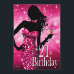 Breng de Bling Sparkle 21st Birthday | fuschia Kaart<br><div class="desc">Een chic, swanky & glamoureus, leuk "breng de Bling"partijuitnodiging voor een 21e of om het even welke fabelachtige verjaardagsfeestdag. Matching stickers, partijbanners, tafeltoppers, stickers en magnetgunsten zijn ook beschikbaar. Om een andere kleur of voor andere punten aan te vragen die dit ontwerp kenmerken, contacteer me: cheryl@cheryldanielsart.com. "Bombshell Bling", oorspronkelijk kunstwerk...</div>