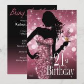 Breng de Bling Sparkle 21st Birthday | meubelen Kaart (Voorkant / Achterkant)