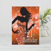 Breng de Bling Sparkle 21st Birthday | sinaasappel Kaart (Staand voorkant)