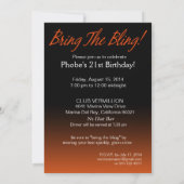 Breng de Bling Sparkle 21st Birthday | sinaasappel Kaart (Achterkant)