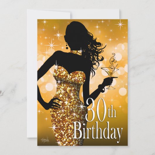 Breng de Bling Sparkle 30th Birthday | goud Kaart (Voorkant)