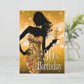 Breng de Bling Sparkle 30th Birthday | goud Kaart (Staand voorkant)