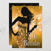 Breng de Bling Sparkle 30th Birthday | goud Kaart (Voorkant / Achterkant)