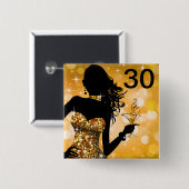 Breng de Bling Sparkle 30th Birthday | goud Vierkante Button 5,1 Cm (Voorkant /achterkant)