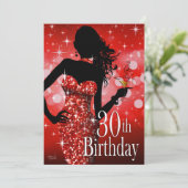 Breng de Bling Sparkle 30th Birthday | rood Kaart (Staand voorkant)