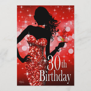 Breng de Bling Sparkle 30th Birthday   rood Kaart