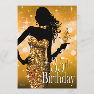 Breng de Bling Sparkle 35th Birthday   goud Kaart