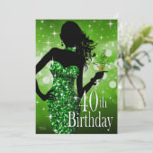 Breng de Bling Sparkle 40th Birthday | groen Kaart (Staand voorkant)