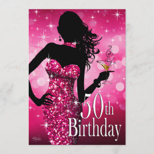 Breng de Bling Sparkle 50th Birthday   fuchsia Kaart