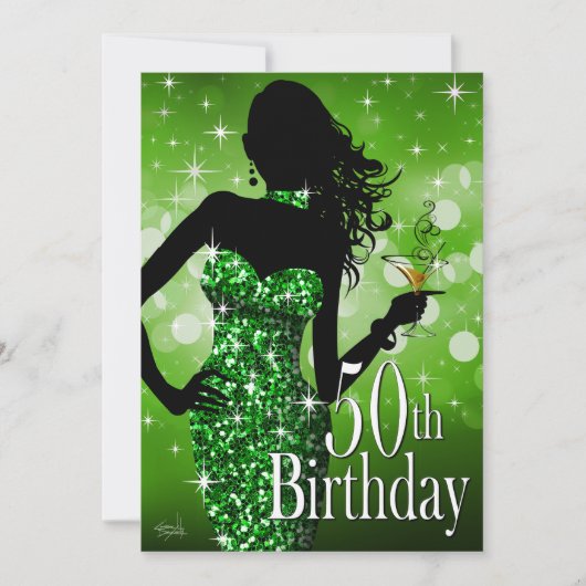 Breng de Bling Sparkle 50th Birthday | groen Kaart (Voorkant)