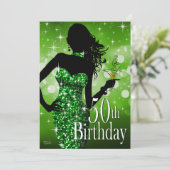 Breng de Bling Sparkle 50th Birthday | groen Kaart (Staand voorkant)