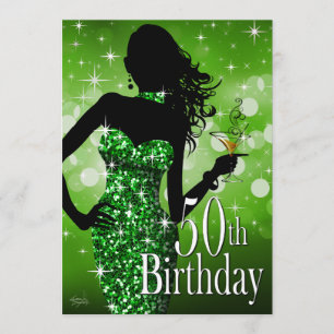 Breng de Bling Sparkle 50th Birthday   groen Kaart