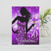 Breng de Bling Sparkle 50th Birthday | paars Kaart (Staand voorkant)